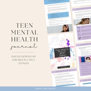 Mental Health Journal | Anxiety Journal | Guided Self Care Ebook | Habit Tracker | Teen Mental Health  | White Label Rights Therapist Tools