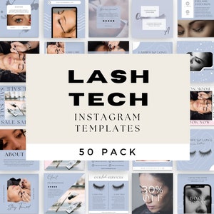 Lash Salon Instagram Posts | Eyelash Beauty | Lash Care Templates | Canva Template | Lash Technician Templates | Blue Spa Marketing