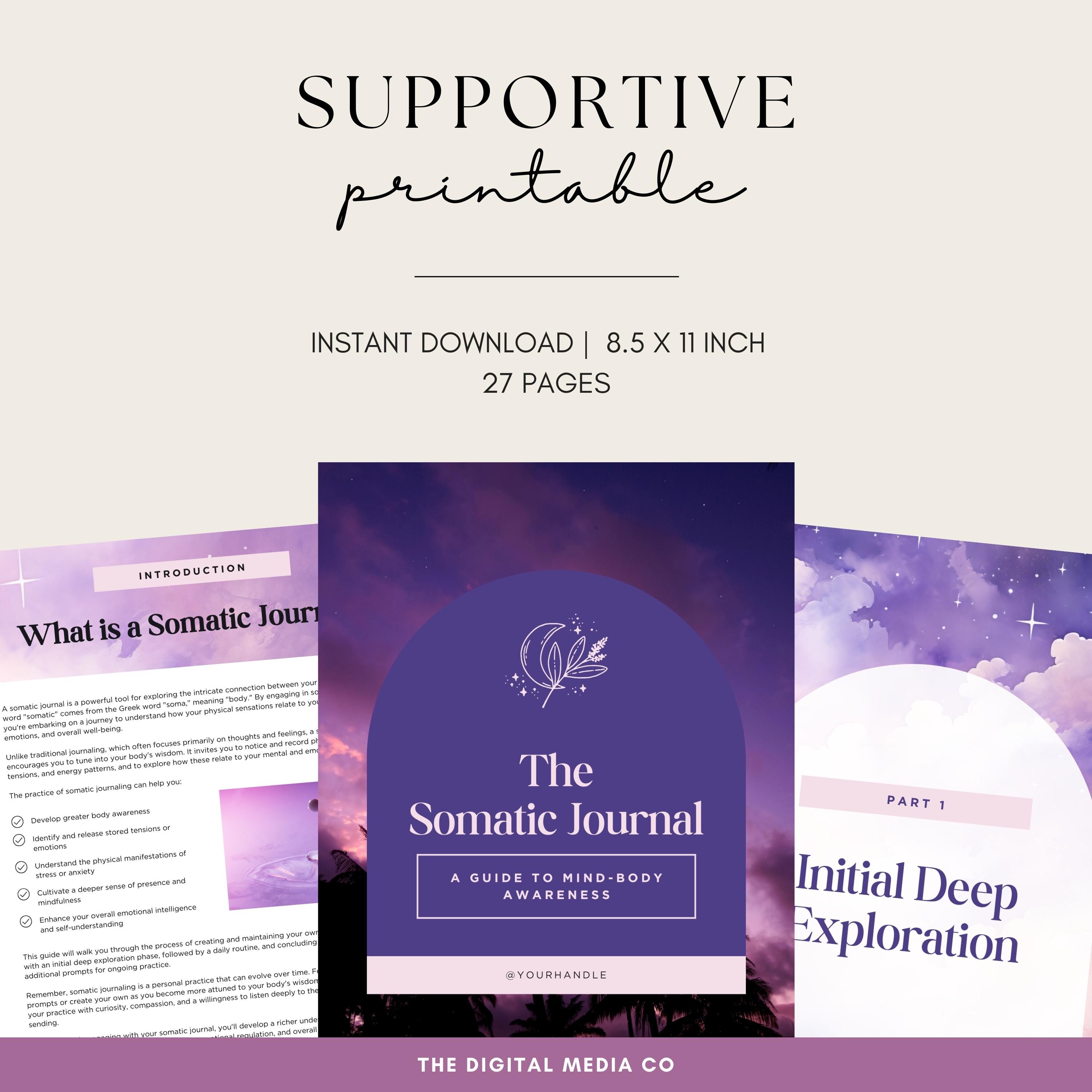 Somatic Journal, Printable Mind Body Wellness Workbook for Nervous ...