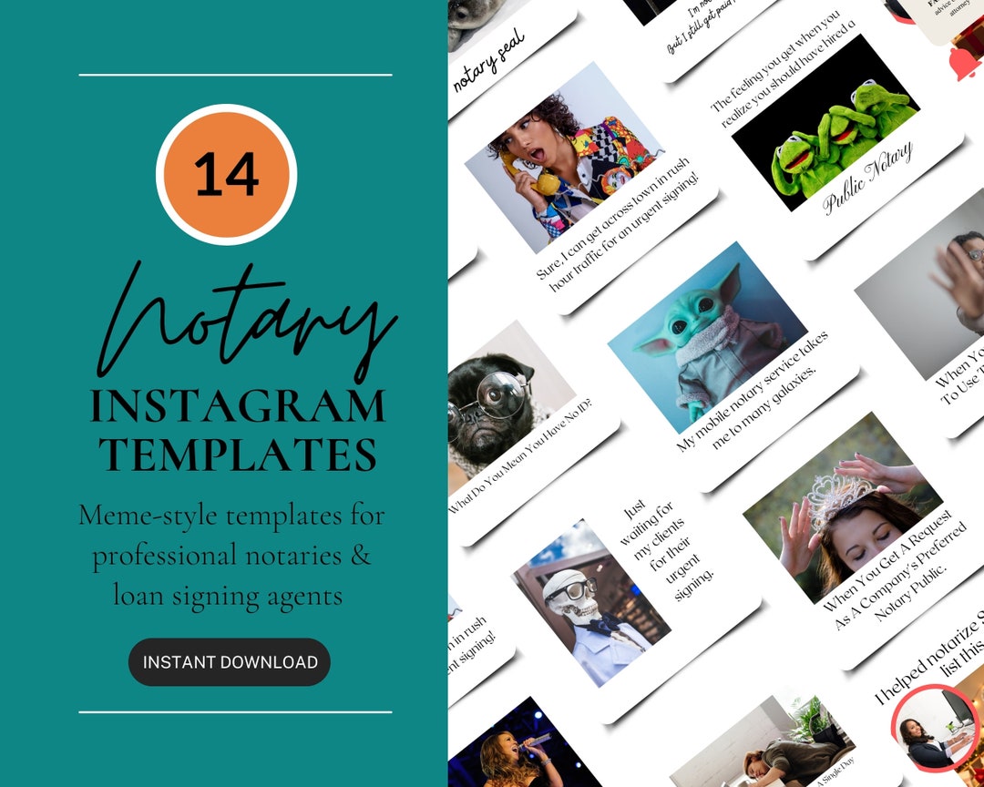 14 Meme Style Notary Instagram Templates, Public Notary Marketing, Loan