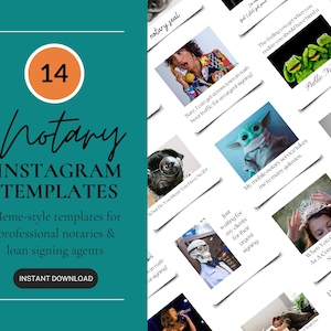 14 Meme Style Notary Instagram Templates, Public Notary Marketing, Loan Signing Agent Social Media Posts, Canva Templates For Notaries