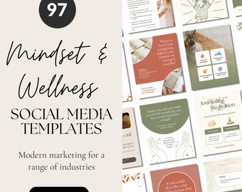 Mindset und Wellness Social Media Vorlagen, bearbeitbare Canva Vorlagen für Instagram & Facebook, Marketing für psychische Gesundheit, Life Coach Posts