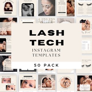 Lash Salon Instagram Post Templates | Eye Lash Beauty | Lash Care Templates | Canva Template | Lash Technician Templates | Spa Marketing