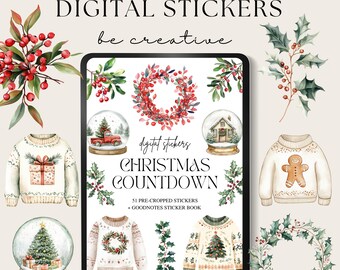 Weihnachts-Countdown Digitale Planer-Aufkleber | Digitales Stickeralbum | Goodnotes-Aufkleber | Festliche Aufkleber | Goodnotes Planer | Hygge-Vibe