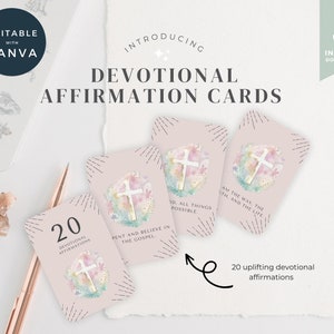 Christian Affirmation Cards, Canva Faith Templates, Printable Affirmation Deck, Digital Bible Study Affirmation Cards