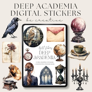 Deep Academia Digital Planner Stickers, Goodnotes Celestial Stickers, Png Witchy Woo Planner Stickers,  Fantasy Stickers, Mystic Decos