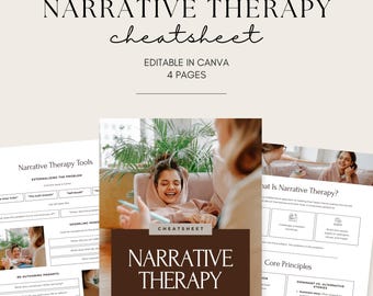 Narrative Therapie Spickzettel, druckbare Therapieanleitung, Werkzeug für psychische Gesundheit, beratende Ressource, Arbeitsblätter für Therapeuten, Sofort-Download-PDF