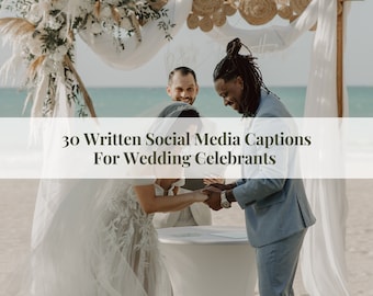 Wedding Celebrant Written Social Media Captions, Wedding Officiant Social Media Content, Facebook Posts For Wedding MCs, Celebrant Resources