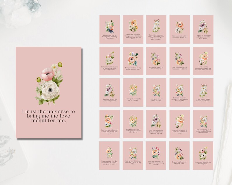 Attract Love Affirmation Cards Template Canva, Affirmation Station ...