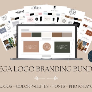Editable Logo Brand Bundle, Canva Logo Pack, Canva Brand Board For Small Businesses, Logo Design and Branding Kit, Vision Branding Boards
