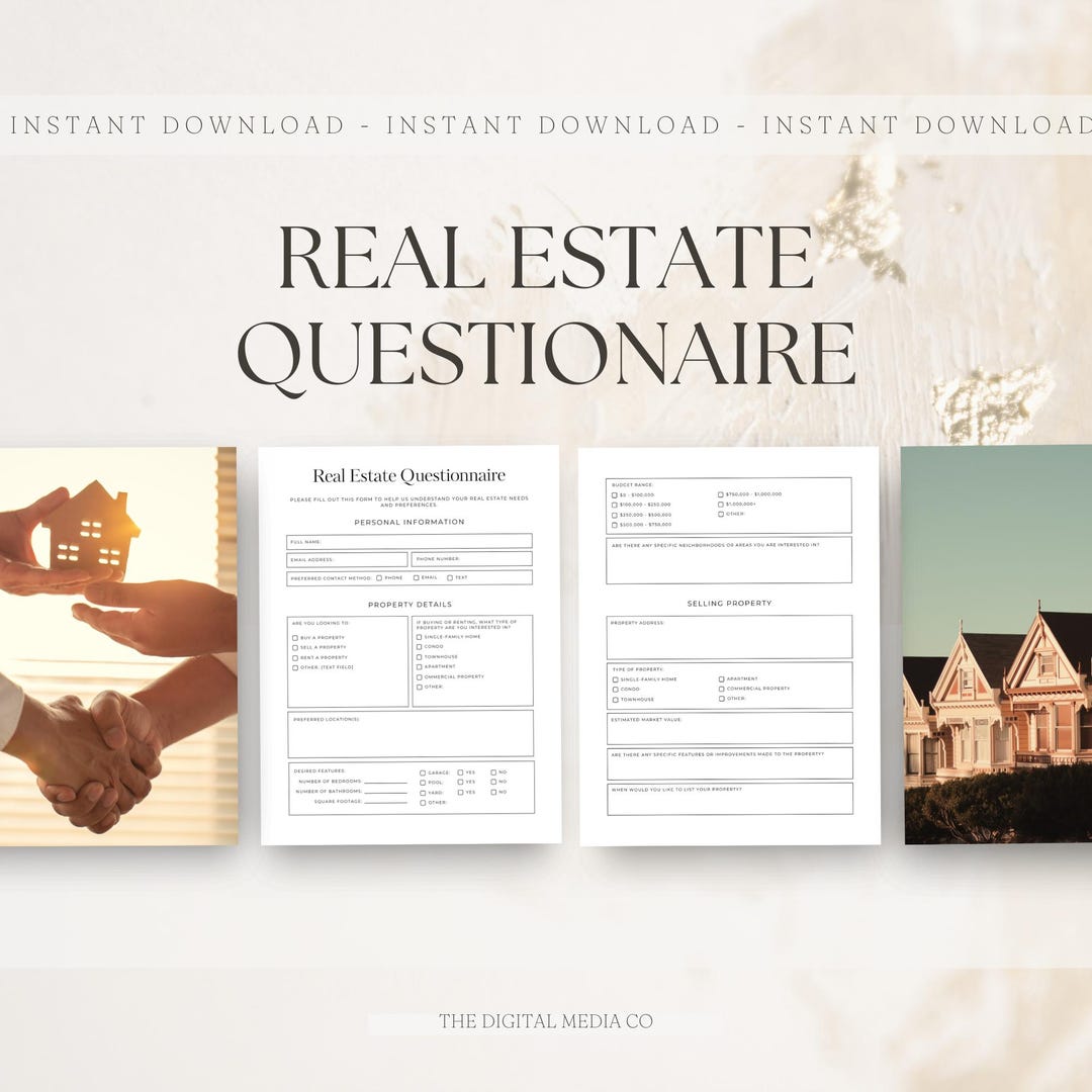 Real Estate Questionnaire Template - Etsy