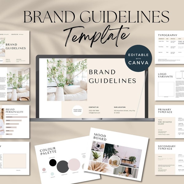 Brand Guidelines Template, Brand Strategy, Brand Style Guide, Brand Identity, Mood Board Template, Visual Identity, Canva Templates