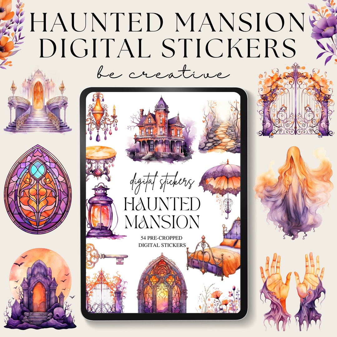 Haunted House Digital Planner Stickers, Old Mansion Digital Stickers ...