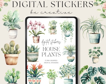 House Plant Sticker, Cropped Png Files, House Plants Clipart, Potted Plant Embellishment, Functional Ipad Planning, Journal Sticker Kit