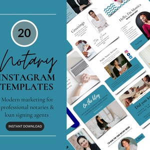 Notary Instagram Templates, Public Notary Marketing, Loan Signing Agent Social Media Posts, Canva Templates For Notary Professionals