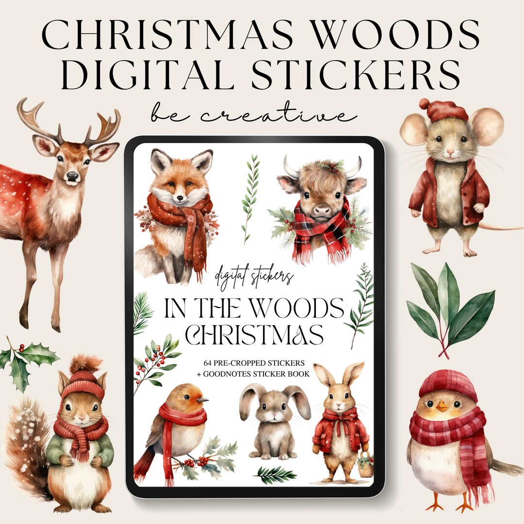 In the Woods Christmas Digital Planner Stickers Digital Sticker Book ...