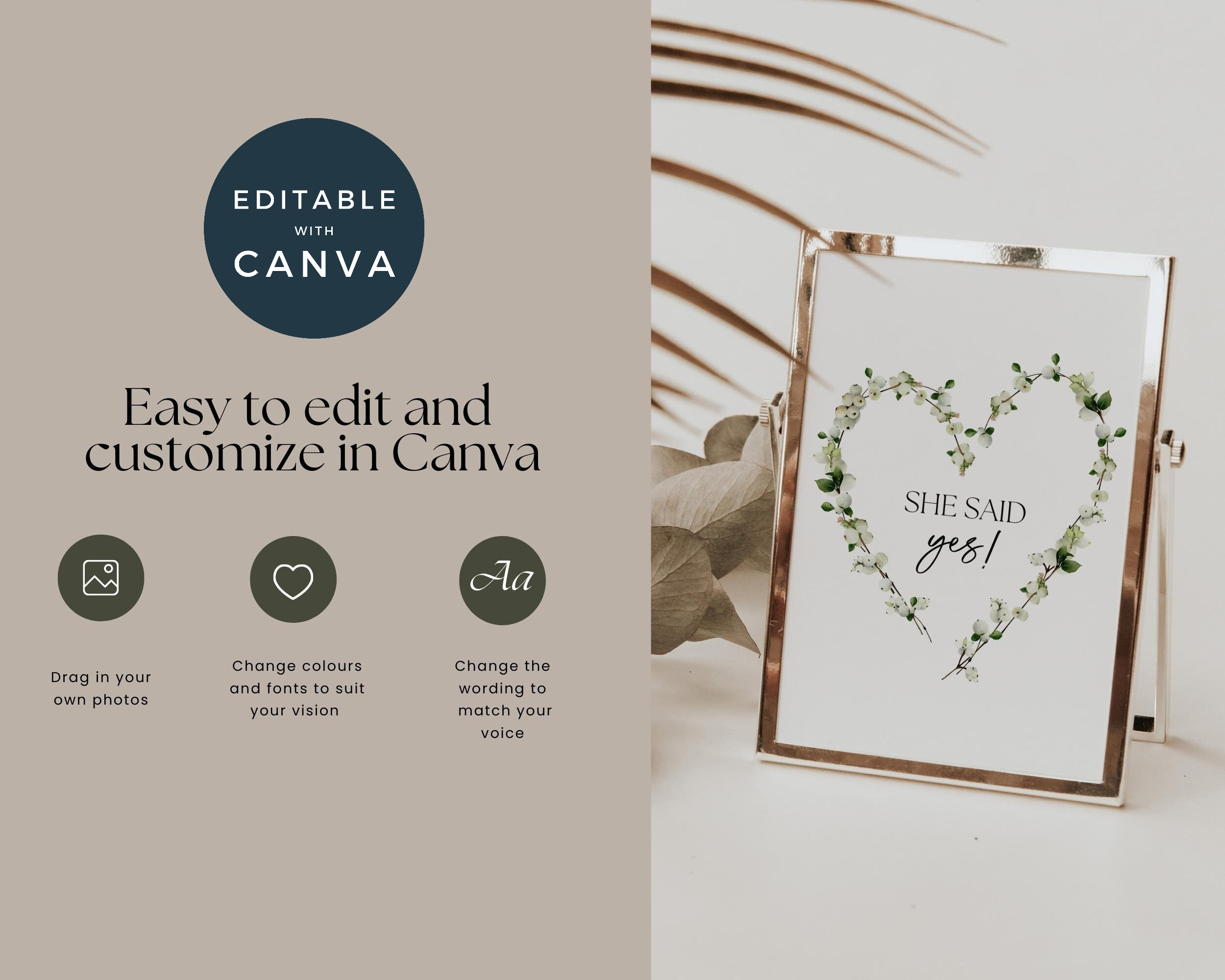 She Said Yes Sign Printable Engagement Sign Just Engaged Sign Canva