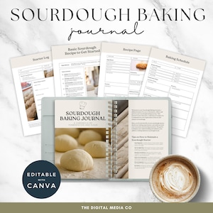 Sourdough Baking Journal, Sour Dough Printable, Canva Baker Template, Editable Bread Making Ebook, Instant Download Cook Book