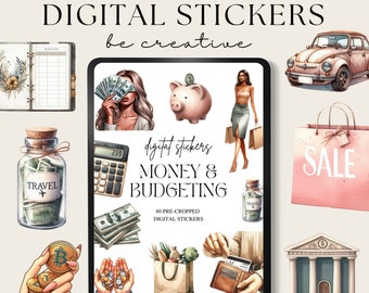 Money Digital Planner Stickers, Goodnotes Finance Stickers, Png Budget Planner Stickers, Financial Planning Stickers, Cash Decorations
