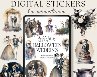 Halloween Wedding Digital Stickers, Goodnotes Celestial Sticker, Png Witchy Woo Planner Stickers,  Fantasy Stickers, Mystic Decorations, Boo