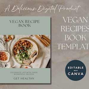 Modèle de recette végétalienne, magazine végétarien gourmand, modèle Canva pour recettes, livre électronique de recettes d'héritage, modèle de chef végétalien