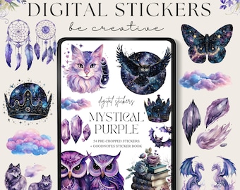 Adesivi per planner digitale Fairytale Woods, adesivi Goodnotes Celestial, adesivi per planner Png Witchy Woo, adesivi fantasy, Mystic Decos