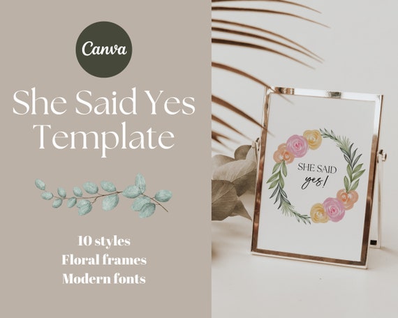 She Said Yes Sign Printable Engagement Sign Just Engaged - Etsy