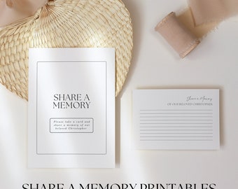 Memorial Card | Editable Funeral | Funeral Signs | Share A Memory Invitation | Instant Download | Memorial Signs | Printable 4X6 Notes