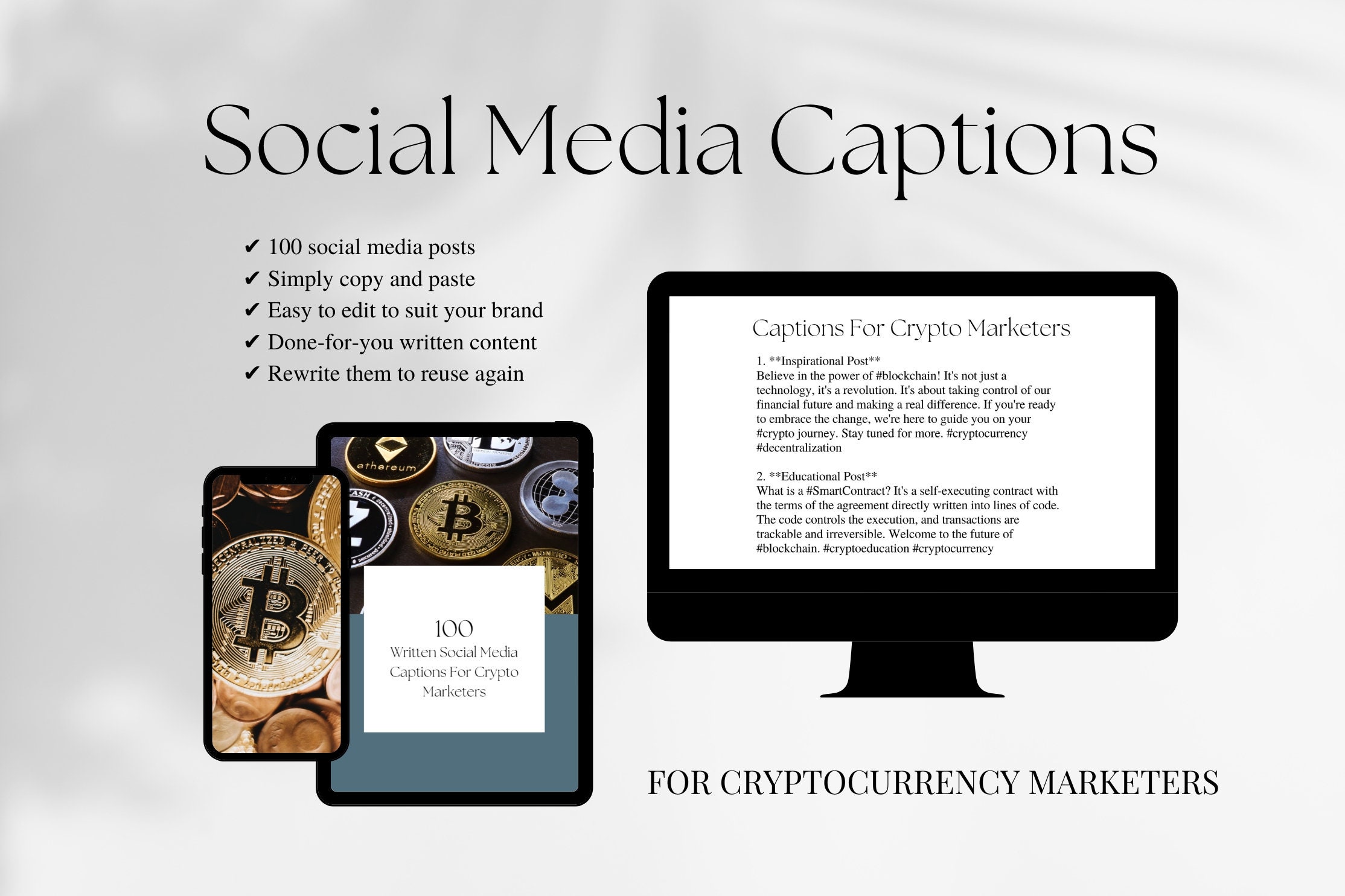 Cryptocurrency Written Social Media Captions, Crypto Marketing, Instagram  Posts for Alt Coin Marketers, Bitcoin Content, Crypto Currency - Etsy