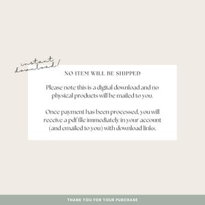 May include: A digital download announcement with the text "instant download!" and "NO ITEM WILL BE SHIPPED". The text explains that it is a digital download and will be emailed after purchase.