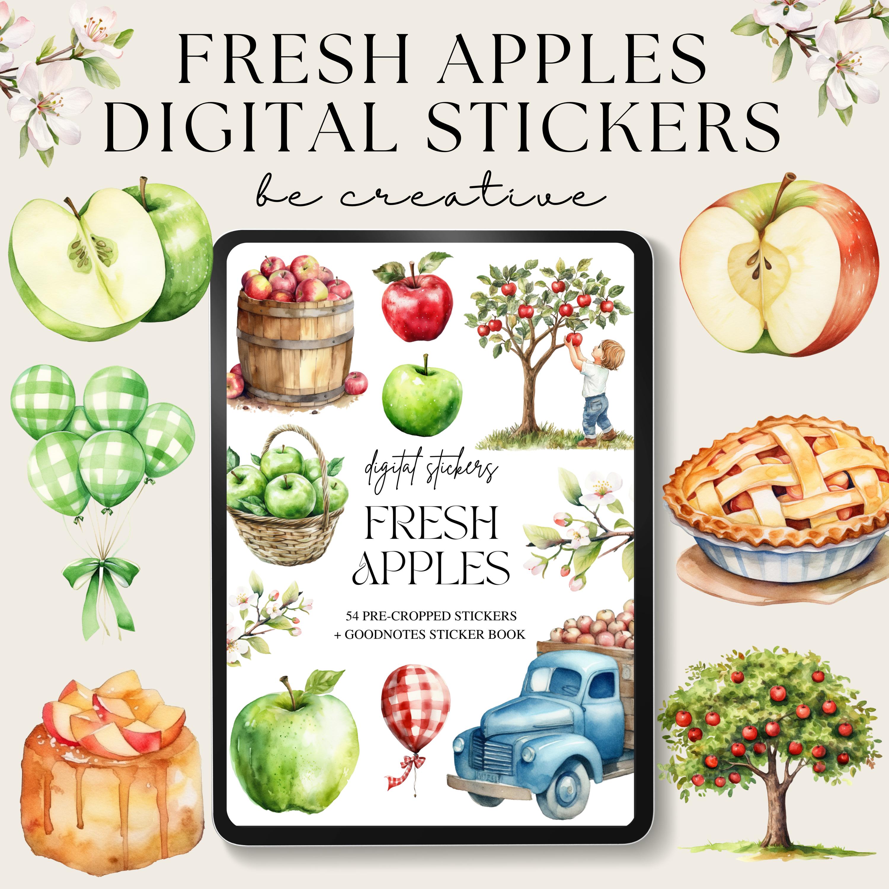 Fresh Apple Digital Stickers, Goodnotes Fruity Stickers, Notability ...
