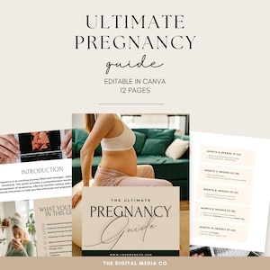 Ultimate Pregnancy Guide Printable | 12-Page Month-by-Month CAnva PDF | Trimester Tips, Checklists & Baby Growth Tracker | Maternity Book