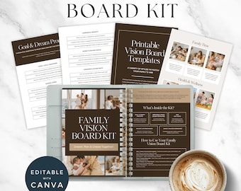 Family Vision Board, Family Vision Board Printable, Goal Setting and Manifestation Planner, Digital Family Goal Book, Editable Canva Board