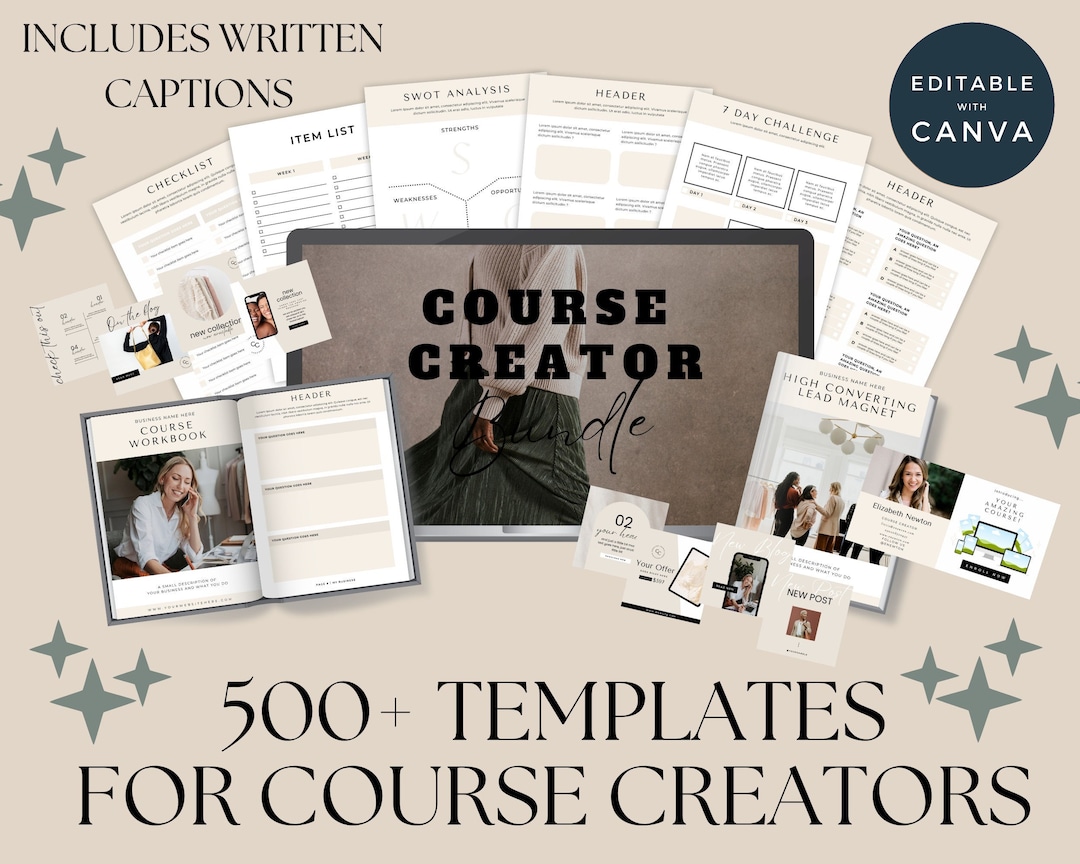 Canva Course Creator Bundle, Course Creator Templates, Course Template ...