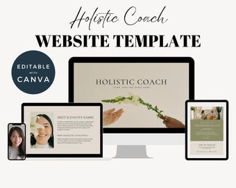 Holistic Coach Template, Spiritual Coach Website Design, Mystical Aesthetic, Canva Sales Landing Page for Coaches, Wellbeing Marketing