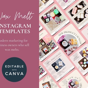 Modèles Instagram pour cire fondante, Réseaux sociaux avec cire fondante parfumée, Publications Instagram Canva Wax Melt, Marketing de la cire fondue, Produits fondants pour cartes de fidélité