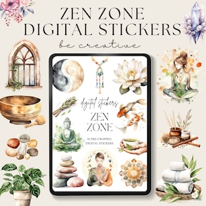Zen Zone Digital Planner Stickers, Download Meditation Goodnotes Stickers, Spiritual Stickers for Ipad, Yoga Buddhism Planner Embellishments