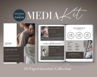 Modèle de kit média d'influence Canva, Modèle de kit média Canva, Kit média Canva, Kit média de créateur de contenu, Modèles de marketing d'influence