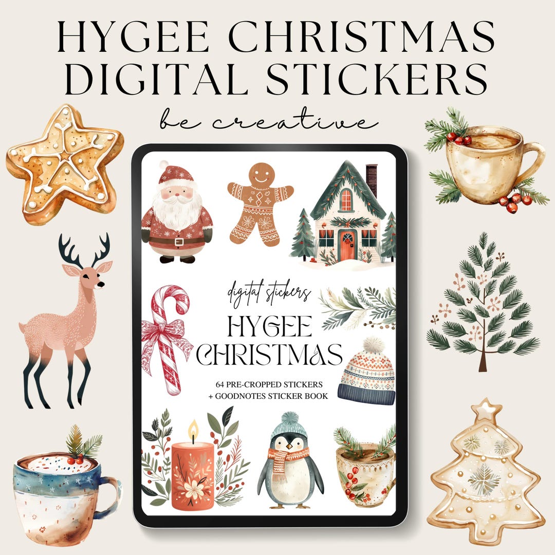 Hygee Christmas Digital Planner Stickers | Digital Sticker Book ...
