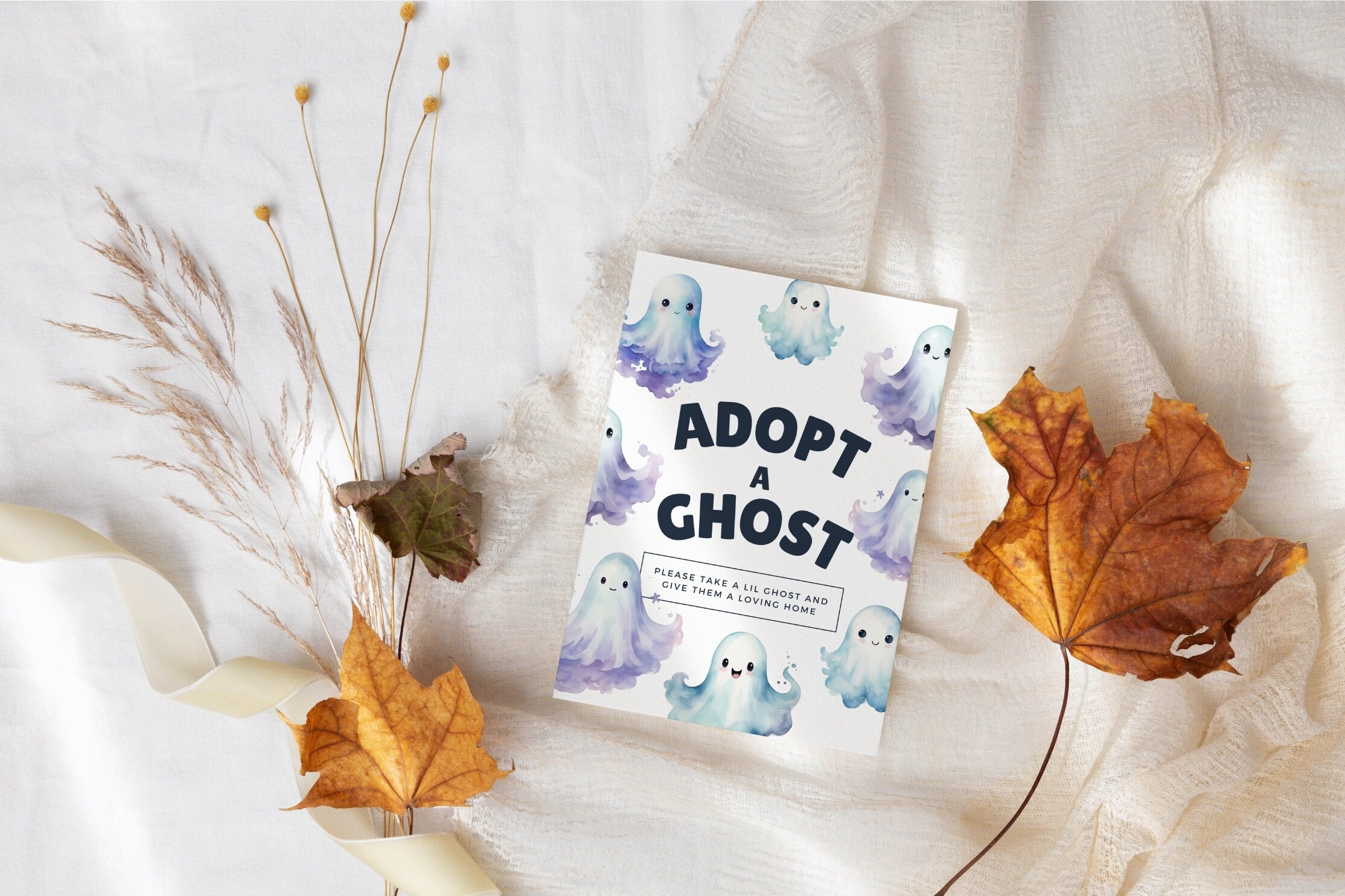 Adopt A Ghost Sign Halloween Printable Halloween Favor - Etsy