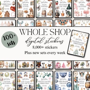 Whole Shop Digital Stickers, Goodnotes Pre-Cropped Stickers, Notability Scrapbooking Embellishments, Everyday PNGs, Entire Shop Bundle Pass