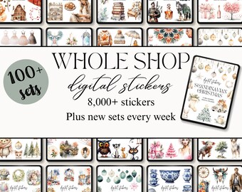 Whole Shop Digital Stickers, Goodnotes Pre-Cropped Stickers, Notability Scrapbooking Embellishments, Everyday PNGs, Entire Shop Bundle Pass