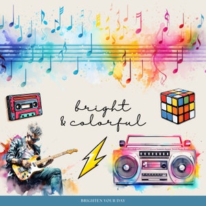 Retro 80's Digital Planner Stickers, Goodnotes Stickers, Disco Stickers ...
