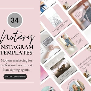 Notary Instagram Templates, Public Notary Marketing, Loan Signing Agent Social Media Content, Canva Templates For Notary Businesses