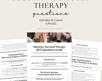 Solution Focused Therapy Questions, Mental Health Worksheets, Coping Skills, Canva Psychology Template, Printable Coping Strategies