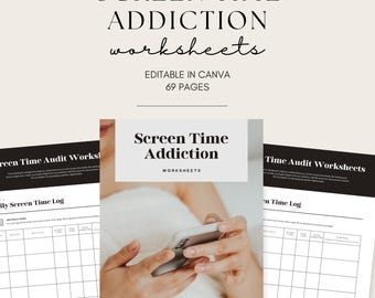 Screen Time Addiction Worksheets, Canva Digital Detox Workbook, Tech Boundaries PDF, Self Help Journal for Phone Addiction, Digital Download