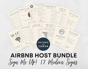 Airbnb Welcome Sign Canva Template, Airbnb Host Bundle, Airbnb Signs, Airbnb Signage Templates, Airbnb House Signs, Wifi Sign