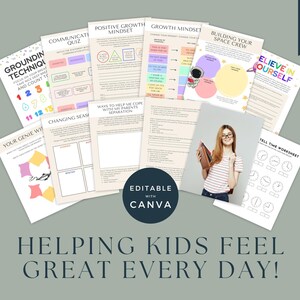 Mental Health Activities for Children, Kids Mental Health Printables, Editable Young Learners Worksheets Bundle, Therapist Work Sheets image 6