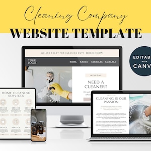 Canva Website Template, Sales Page Website Template, Social Media Page, Cleaning Business Landing Page Template, Cleaning Company Website