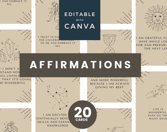 Affirmation Cards Template Canva, Affirmation Station, Printable Affirmation Cards, Affirmation Cards Printable, Beige Affirmation Cards